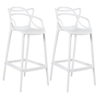 Imagem de Kit 2 Banquetas Laráz Master Allegra 76 cm - Branco - Laraz