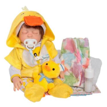 Imagem de Boneco Reborn Cabelo Realista Patinho com Pelúcia Fofinha - Cegonha Re
