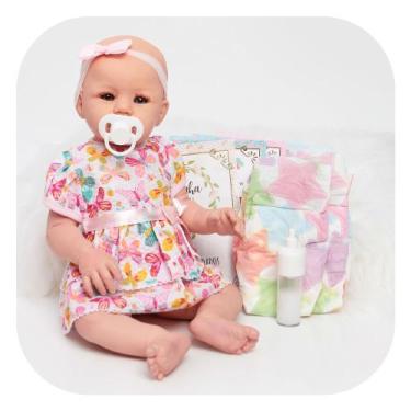 Imagem de Bebê Reborn Menina Corpo Silicone Realista Vestido Borboleta - Cegonha