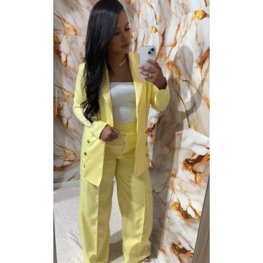 Imagem de Conjunto feminino alfaiataria blazer max longo e calça pantalona - Nk 