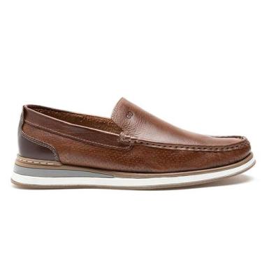 Imagem de Mocassim Democrata Masculino Couro Social Casual, Conhaque, Tabaco, 41