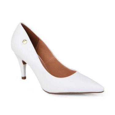 Imagem de Sapato Scarpin Vizzano Bico Fino Salto Medio Feminino Branco, 37, Bran