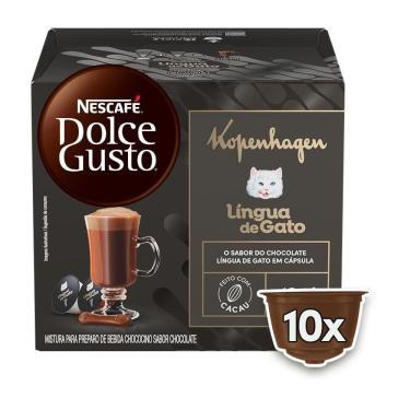 Imagem de Cápsulas de Bebida Chococcino Língua de Gato Kopenhagen Nescafé Dolce Gusto 10 Unidades