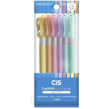Imagem de Caneta Marca Texto CIS Lumini Lite 6 Cores Pastel - Sertic
