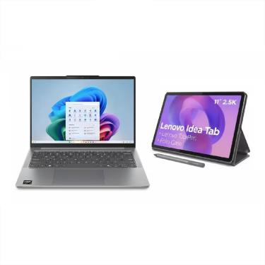 Imagem de Kit Notebook Lenovo Ideapad Slim 5 AMD Ryzen AI 5 16GB SSD 512GB 14" com Tablet Cinza Bivolt
