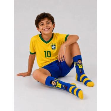 Imagem de Meia Seleção Neymar Copa Brasil Divertida Premium Infantil - GAC VARIE