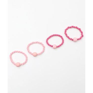 Imagem de Kit 4 Peças Elásticos De Cabelo Trançado Marisa Rosa-28127, UN, Rosa