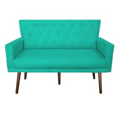 Imagem de Namoradeira Decorativa Julieta 1,20 M Pés Madeira Suede Turquesa