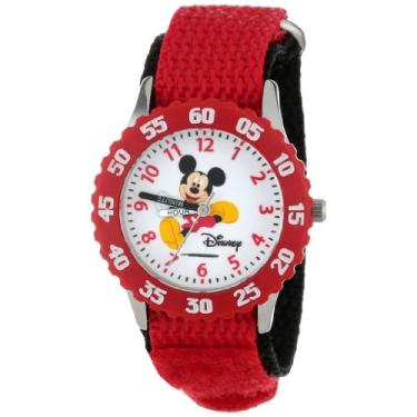 Imagem de Disney Relógio infantil W000003 "Time Teachers" Mickey Mouse de aço inoxidável com pulseira de nylon de dois tons