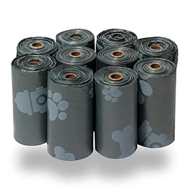 Imagem de Best Pet Supplies Sacos de cocô para cães, sacos de lixo resistentes a rasgos, com tecnologia de plástico Controlled-Life d2w – Pacote com 150, cinza (perfumado)