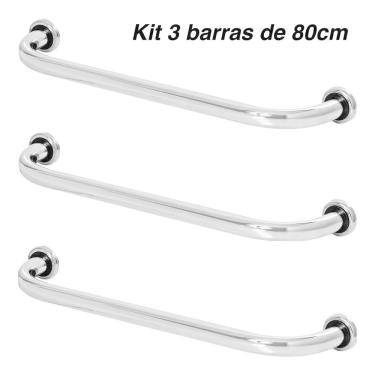 Imagem de Kit 3 Barra De Apoio De Idoso Para Banheiro 80cm