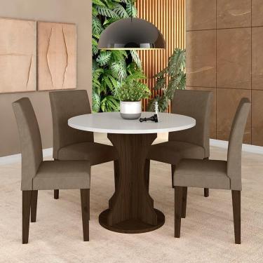 Imagem de Mesa Redonda Com 4 Cadeiras Pérsia 0,9 Imb/off/capu - Móveis Arapongas