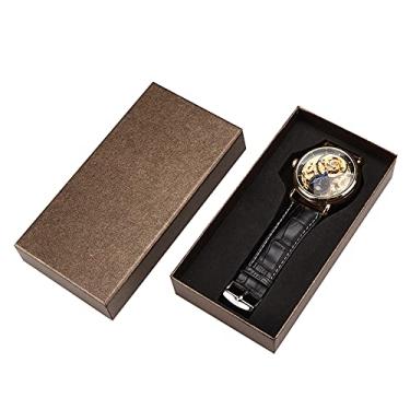 Imagem de Relógio mecânico automático, relógio de pulso masculino clássico de luxo com vários calendários de aço inoxidável à prova d'água para homens, relógio de pulso de aço inoxidável e couro PU (01)