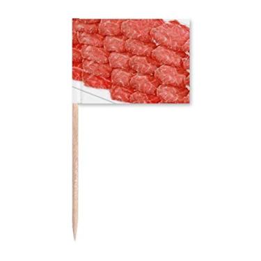 Imagem de Marcador de palito com textura de carne crua para bife de lombo marcador para decoração de festa