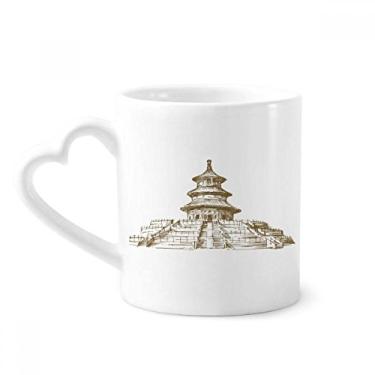 Imagem de Caneca de esboço de ponto de referência China Temple of Heaven Caneca de café cerâmica copo de coração de vidro