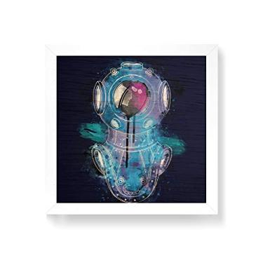 Imagem de Arte Maníacos Quadro decorativo com moldura caixa branca em Madeira - Mergulhador Color - 30x30cm