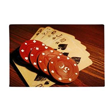 Imagem de DIYthinker Tapete de chão com foto de jogos Red Chip Tapete antiderrapante para porta de banheiro