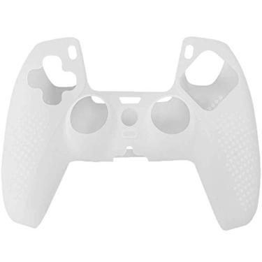 Imagem de Capa para gamepad à prova de poeira, capa de silicone TwiHill de material leve, Gamers anti-extrusão à prova de suor para PS5 (Branco)