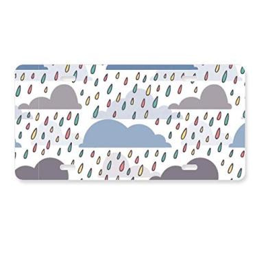 Imagem de DIYthinker Placa de carro com estampa de gotejamento Cloud Rain Weather Decoração de carro Acessório de aço inoxidável