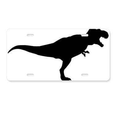 Imagem de DIYthinker Placa de licença de osso de dinossauro, placa de licença de aço inoxidável para automóvel