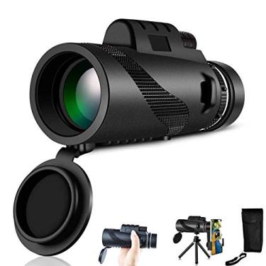 Imagem de Telescópio monocular 40X60 Monóculo HD de alta potência com suporte para smartphone e tripé Monóculo à prova d'água com para observação de pássaros, acampamento, caminhada, fósforo, telescópio