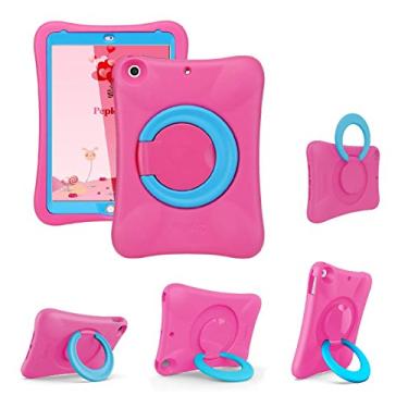 Imagem de NLR Capa infantil de EVA para iPad | Suporte estável multidirecional | Compatível com iPad de 9,7 polegadas 2018/2017 (6ª/5ª geração) / iPad Air 2 / iPad Air (Rosa+Azul)