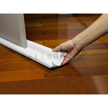 Imagem de Veda Porta Rolinho Ajustavel Rolo Protetor de Porta Duplo Rolinho de Porta (Branco - 80cm)