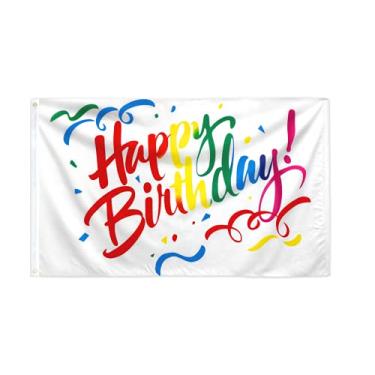 Imagem de AZ FLAG Bandeira de cores Happy Birthday 3' x 5' - Bandeiras dos Melhores Desejos 90 x 150 cm - Banner 3x5 pés