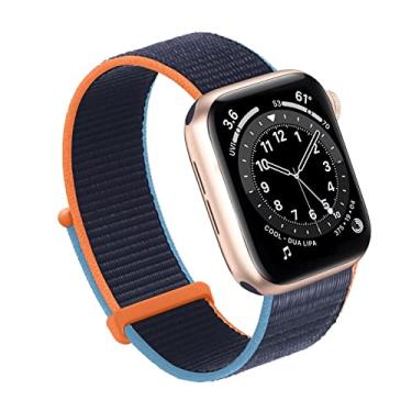 Imagem de Bifeiyo Pulseira esportiva de nylon para Apple Watch séries 10, 9, 8, 7, 6, 5, 4, 3, 2 e 1 e SE Ultra(38/40/41/S10-42 mm, azul-marinho)
