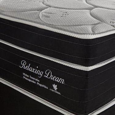 Imagem de Colchão Box Casal Relaxing Dream 1,93x2,03x0,64 Molas Ensacadas Montreal Tecido Suede preto, Malha 180g Branca