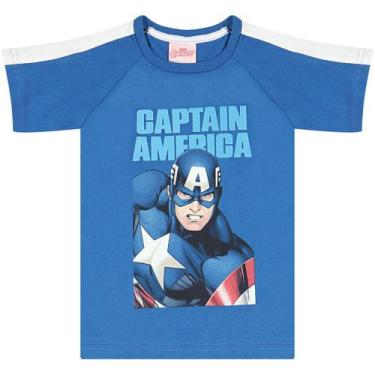 Imagem de Camiseta Manga Curta Infantil Capitão América Azul - Marvel - Disney
