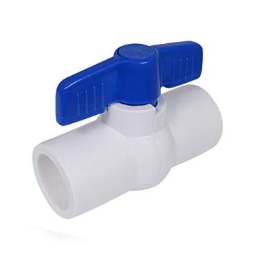 Imagem de Midline Valve Válvula esférica de PVC com alça em T azul para água potável 2,5 cm. Conexões solventes, plástico branco (487T100)