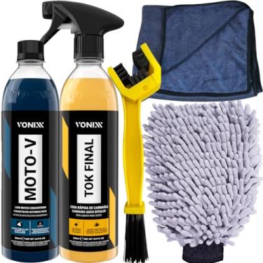 Imagem de kit Lavagem Automotiva Motocicletas desencrustante Moto-V Cera Cristalizadora Tok Final Vonixx