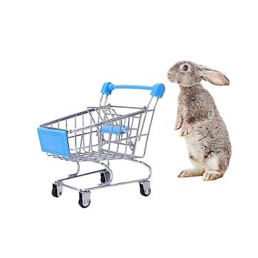 Imagem de MANON ROSA Mini carrinho de compras coelho brinquedo pequeno animal supermercado carrinho de mão ouriços papagaio pássaro gatos ratos porcos holandeses hamsters porquinho da índia lagarto chinchila