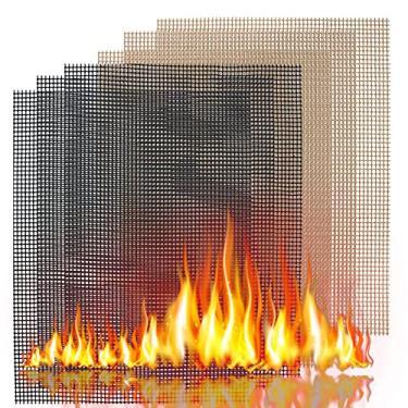 Imagem de Conjunto de 6 tapetes de malha para churrasco – Forros de folha de churrasqueira antiaderentes para churrasqueira e grelhas de teflon para uso ao ar livre, reutilizáveis e fáceis de limpar. Funciona em churrasqueira elétrica, gás, carvão 40 x 30 cm