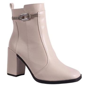 Imagem de Bota Feminina Salto Bloco Grosso Cano Curto Coturno Brilho-Feminino