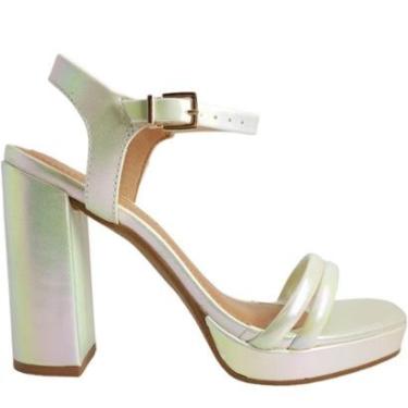 Imagem de Sandália Feminina Casual Social Salto Alto Bico Quadrado Ramarim 2357201-Feminino