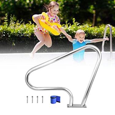 Imagem de Corrimão de piscina, trilho de mão, capacidade de carga de 113 kg, corrimão de fácil montagem, trilho de escada de piscina de aço inoxidável 304