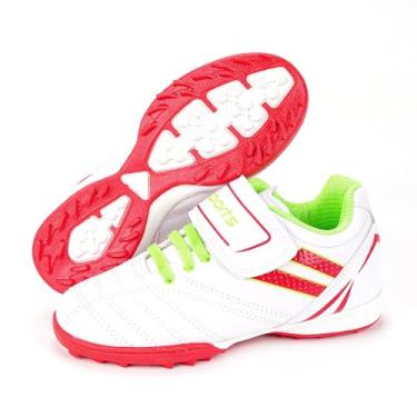 Imagem de Linkidea Tênis de futebol infantil TF sem cadarços, chuteiras de futebol sem cadarço para crianças, meninos e meninas (branco), Branco, 11.5 Big Kid