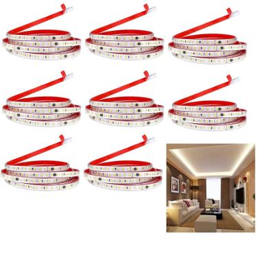Imagem de Fita Led SMD 4000K 127V 3 Metros Kit 8 Unidades Plug Conector Fita Dupla Face Perfil Gesso Sanca Sala Recepçao Residencial Comercial Iluminaçao