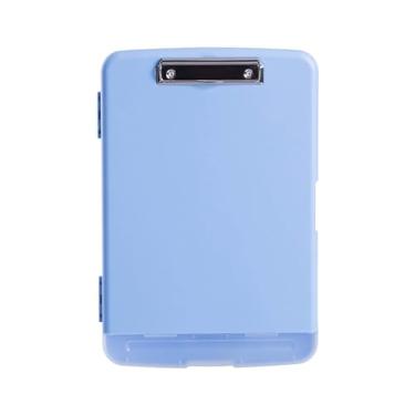 Imagem de harayaa Prancheta de baixo com armazenamento e suporte para caneta, pasta de transferência multifuncional de alta capacidade para casa, Azul claro