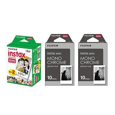 Imagem de Fujifilm Instax Mini filme instantâneo Conjunto de 3 unidades, pacote duplo (20) + 2 conjuntos monocromáticos (20) para impressora Mini 90 8 70 7s 50s 25 300 câmera SP-1