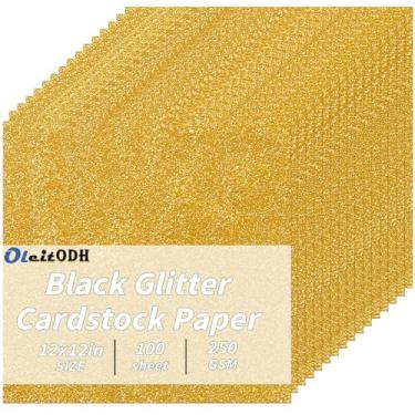 Imagem de Oleitodh Cartolina dourada com glitter a granel, 100 folhas, 30,5 cm x 30,5 cm, papel de construção de papel brilhante, 250 g/m2/41,7 kg, papel de Natal para scrapbook, artesanato, confecção de