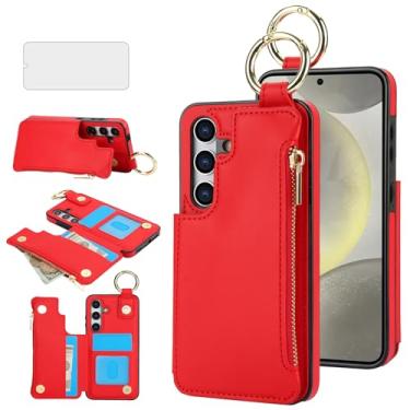 Imagem de Asuwish Capa de celular para Samsung Galaxy S24 Plus S24+ 5G com protetor de tela de vidro temperado e suporte de célula com zíper RFID suporte para cartão carteira S24plus 24S + S 24 24+ mulheres