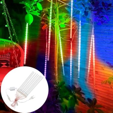 Imagem de Kit 8 Tubos De Led Pisca Pisca Queda Chuva Gotas Cascata Decoração Natal (Colorido) - Genérico