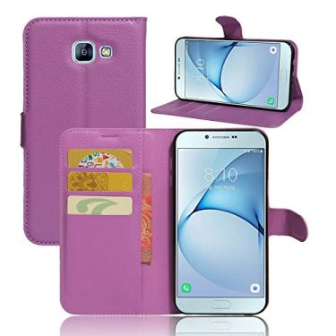 Imagem de Capa para Samsung Galaxy A8 (2016) – Capa flip carteira de couro PU para Samsung Galaxy A8 (2016), capa de proteção de telefone estilo empresarial, capa com [compartimentos para dinheiro e cartão]