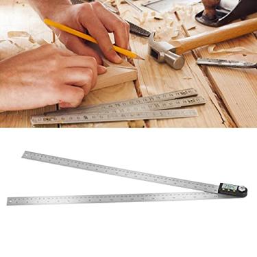 Imagem de Régua localizadora de ângulo digital MOUMOUTEN - Transferidor de aço inoxidável 2 em 1 com tela Ferramenta localizadora de ângulo digital Bloqueio de dados de medição de 360 ​​° (0-500 mm)