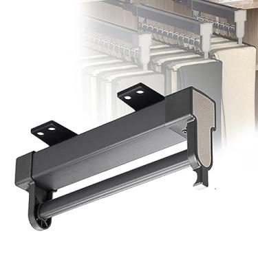 Imagem de Trilho extensível de roupas, ajustável 20 cm-55 cm, haste de manobrista de armário, cabide de metal, haste de armário para armazenamento de roupas, baixo ruído, marrom, cinza (cor: cinza claro,
