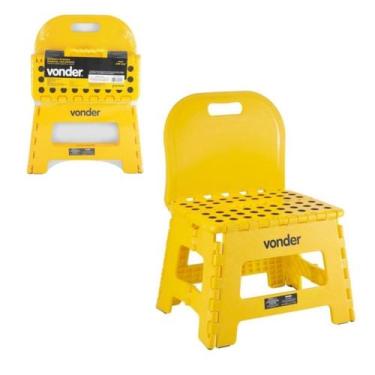 Imagem de Banqueta Plastica Dobravel Vonder Com Enconsto Amarela 22cm