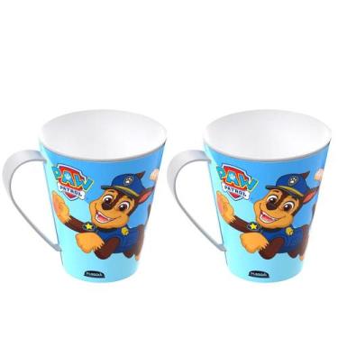 Imagem de 2 Xícaras Caneca Plástica Infantil Patrulha Canina 360ml para Refri Su